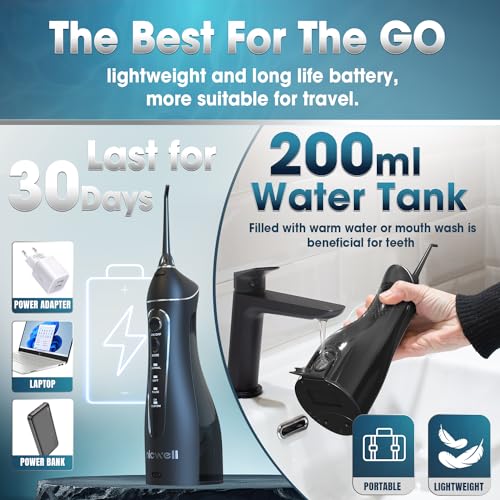 Nicwell Water Dental Flosser Pick for Teeth: 4 Modes Cordless Portable Rechargeable Oral Irrigator IPX7 Waterproof Cleaner Pik Deep Cleaning Flossing Pic Machine for Home Travel - Image 4