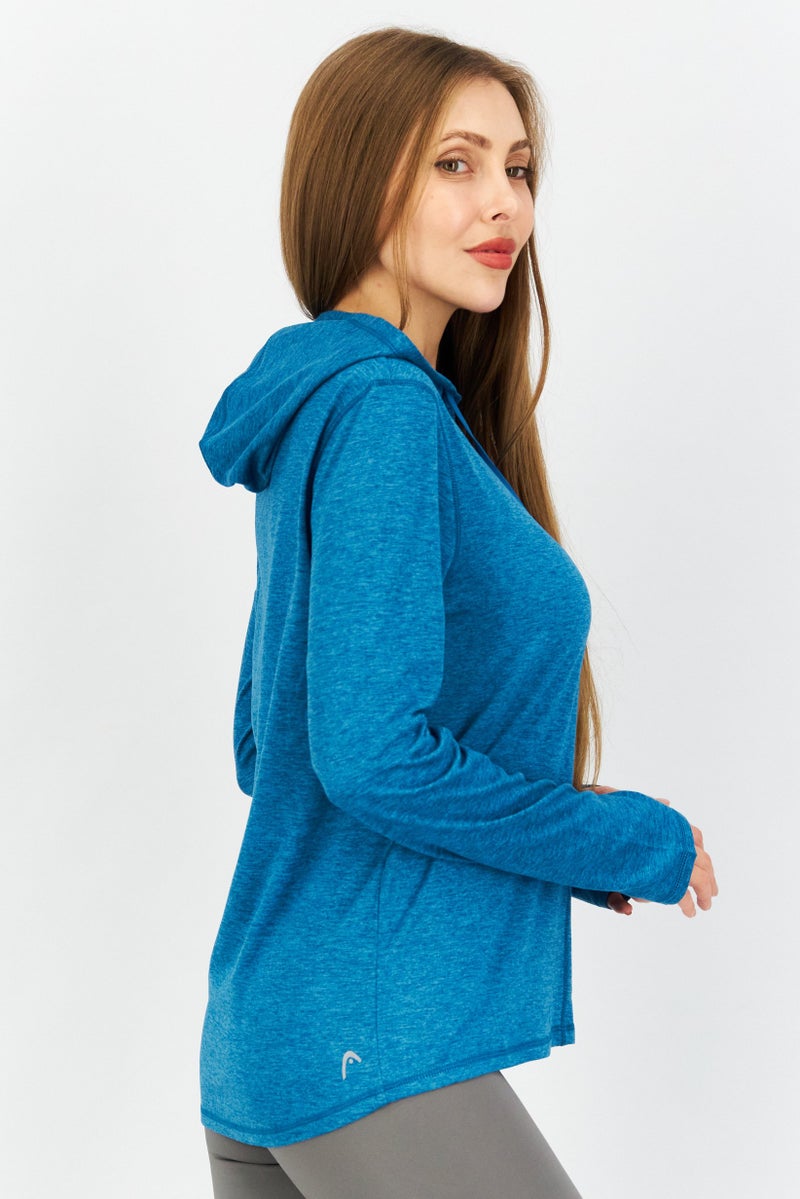 HEAD ملابس رياضية نسائية بأكمام طويلة مناسبة، خارجية، سويت شيرت، أزرق مائل إلى الأخضر - Image 3