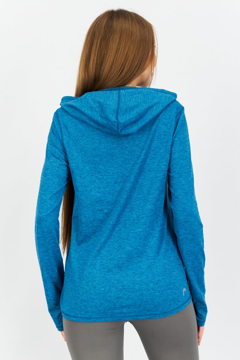 HEAD ملابس رياضية نسائية بأكمام طويلة مناسبة، خارجية، سويت شيرت، أزرق مائل إلى الأخضر - Image 2