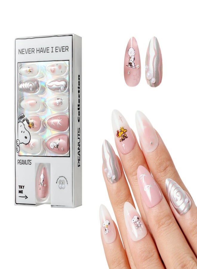 Never Have I Ever Swirls Short Almond Press On Nails 24 Piece Soft Gel False Nails for Everyday Wear Reusable Comfortable Fit for Women As Seen on Shark Tank - Image 1