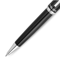 POLICE Aptos Black Stainless Steel Twisted Closure Pen with Silver Trims and Blue Ink  - Image 3