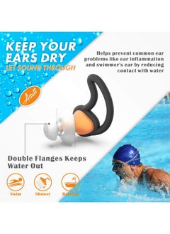 Hearprotek [2 Pairs] Ear Plugs For Swimming Hearprotek Swim Ear Plugs Adults Waterproof Silicone Water Earplugs For Men Women Juniors Swimmers Pool Shower Bathing (Orange)  - Image 4