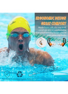 Hearprotek [2 Pairs] Ear Plugs For Swimming Hearprotek Swim Ear Plugs Adults Waterproof Silicone Water Earplugs For Men Women Juniors Swimmers Pool Shower Bathing (Orange)  - Image 5