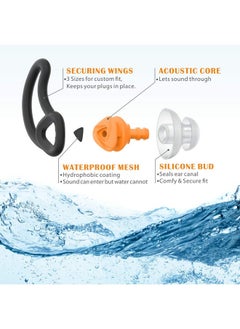 Hearprotek [2 Pairs] Ear Plugs For Swimming Hearprotek Swim Ear Plugs Adults Waterproof Silicone Water Earplugs For Men Women Juniors Swimmers Pool Shower Bathing (Orange)  - Image 3