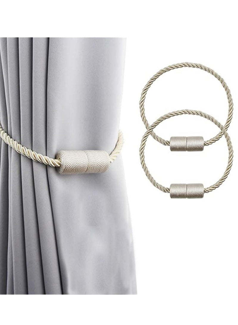 NIBEMINENT 2 Pack Beige Strong Magnetic Curtain Tie Outdoor Elegant Decor Back Modern Cord For Holder - Image 1