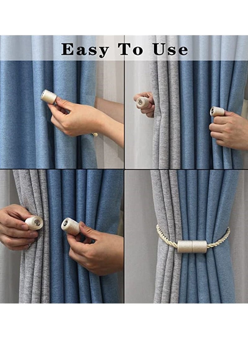 NIBEMINENT 2 Pack Beige Strong Magnetic Curtain Tie Outdoor Elegant Decor Back Modern Cord For Holder - Image 3