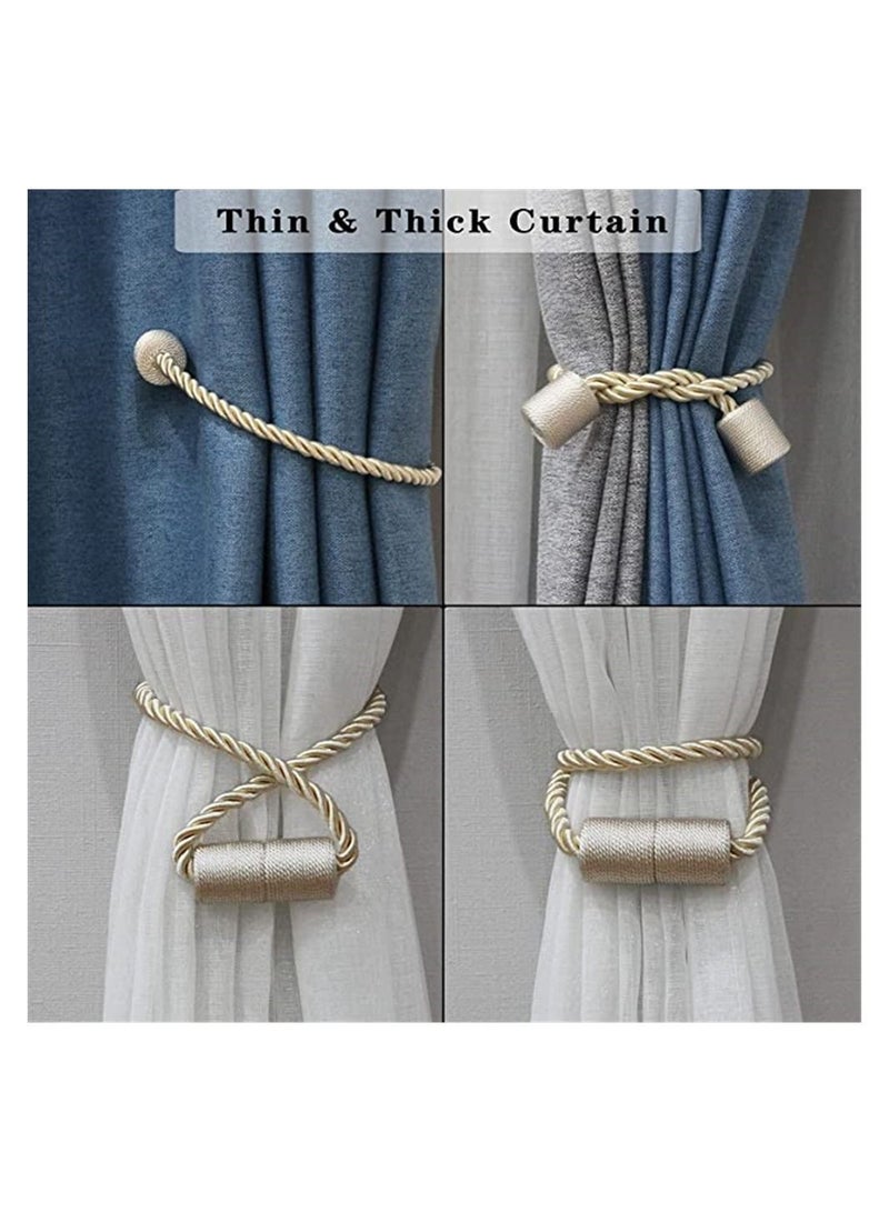 NIBEMINENT 2 Pack Beige Strong Magnetic Curtain Tie Outdoor Elegant Decor Back Modern Cord For Holder - Image 2