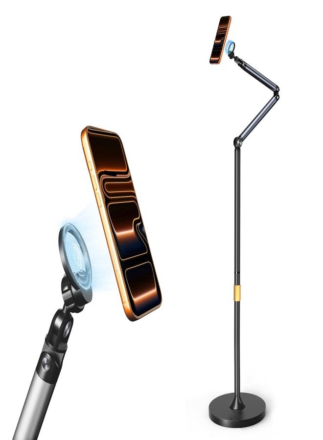 Arsoer Magnetic Phone Stand, Aluminum 55-Inch iPhone Overhead Floor Stand with Adjustable Arm & Remote for Multi-Angle Creative Shooting, Magnetic Stable Stand for iPhone 16 /Huawei/Samsung MT001 - Image 1
