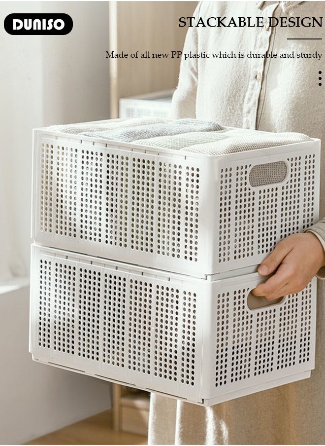DUNISO Clothes Organizer for Wardrobe, Folding Closet Storage Box, Stackable Clothes Organizer Box Drawers for Wardrobe, Multi Purpose Plastic Closet Organizer for Jeans, T-shirt, Panties, Leggings, Underwear  - Image 2