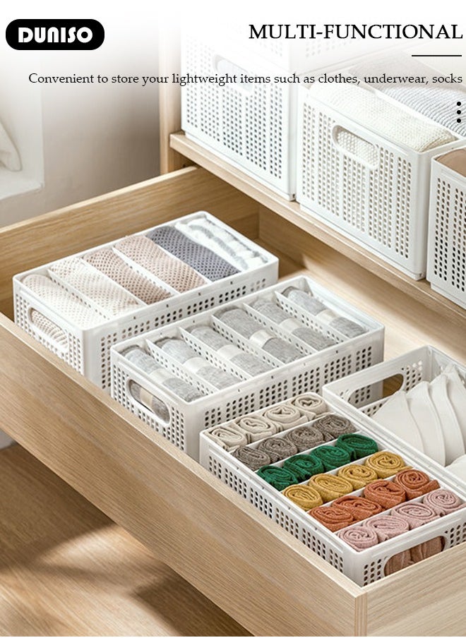 DUNISO Clothes Organizer for Wardrobe, Folding Closet Storage Box, Stackable Clothes Organizer Box Drawers for Wardrobe, Multi Purpose Plastic Closet Organizer for Jeans, T-shirt, Panties, Leggings, Underwear  - Image 3