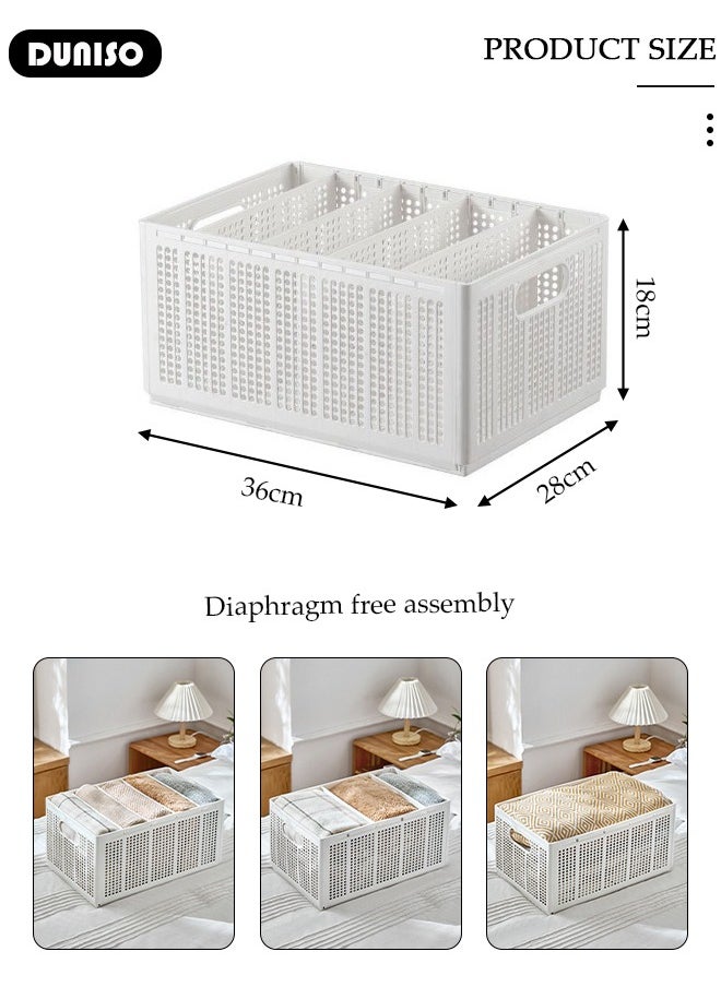 DUNISO Clothes Organizer for Wardrobe, Folding Closet Storage Box, Stackable Clothes Organizer Box Drawers for Wardrobe, Multi Purpose Plastic Closet Organizer for Jeans, T-shirt, Panties, Leggings, Underwear  - Image 4