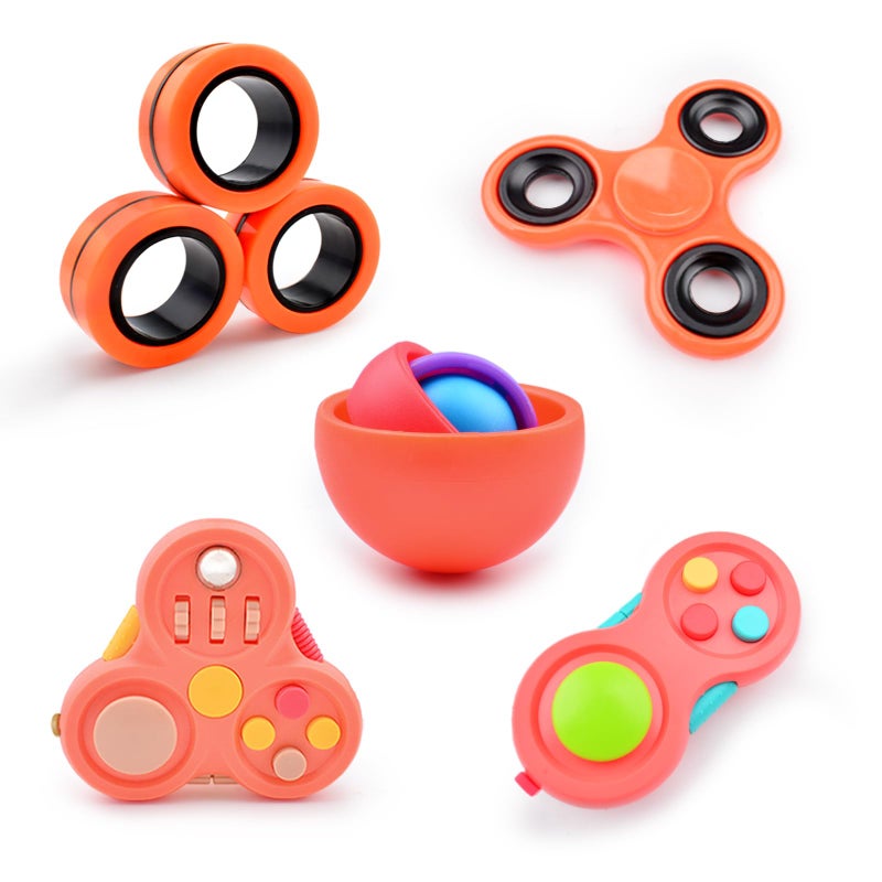 Yrissmiss Fidget Toys Adults Pack 5PcsFidget Spinner with Magnetic Rings GyroFidget Controller Autism Sensory ToysADHD Stress Anxiety Desk FidgetsEaster Basket Stuffers for Kids Teen BoysOR - Image 3