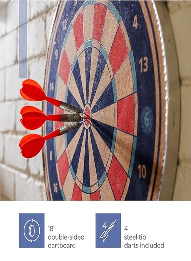 Lifelong 18 Inch Wooden Dart Board Set for Kids and Adults | Dual Sided Standard Dart Game | Includes 4 Steel Tip Darts | Easy to Hang Indoor Outdoor Fun Game | Classic Target Board - Image 5