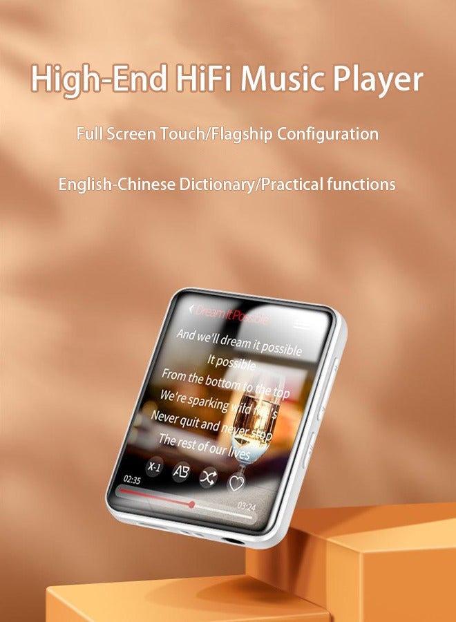 Full Touch Screen and Mini Portable MP3 MP4 Player Bluetooth MP4 Music Player HIFI Sound Speaker - White - Image 5