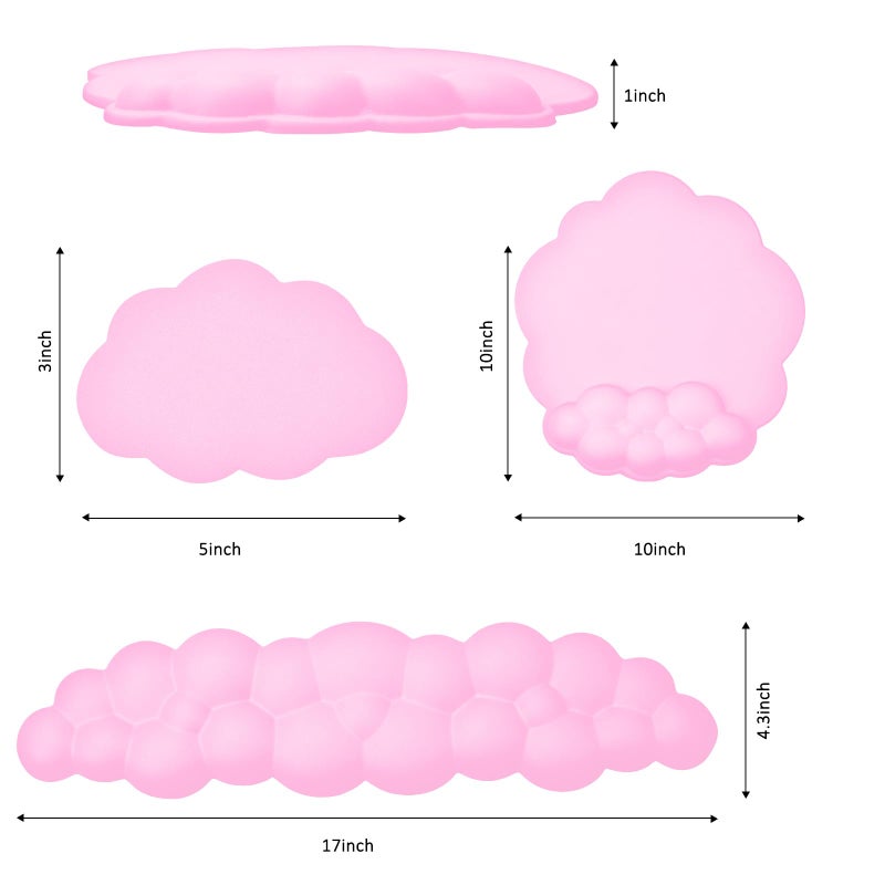 LetGoShop Cloud Keyboard and Mouse Wrist Rest Pad for Computer Arm Pain Relief- Ergonomic Wrist Support Mousepad with Non-Slip PU Base for Office, Gaming, and Home Use Anti-Fatigue(Pink) - Image 2