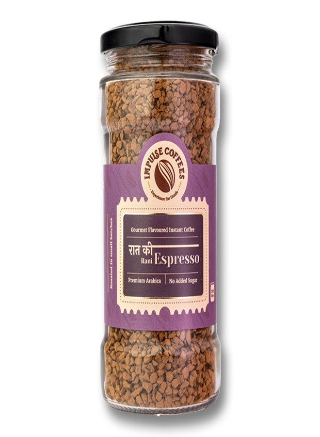 Impulse Coffees Raat Ki Rani Espresso Instant Coffee Powder | Dark Roasted Arabica with Toasty Earthy Notes & Luxurious Dark Strong Aroma | Bold Espresso Brew for Café-Style Coffee at Home | 100 Gms - Image 1