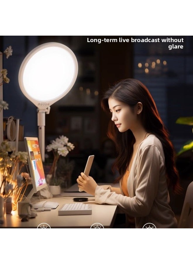 Full Screen Shadowless] Live Fill Light Anchor Dedicated Live Room Surface Light Shooting Desktop Beauty Round Flat Light-Specifications:[8800lm Full-screen Soft Light] Desktop Version + Single Camera Position