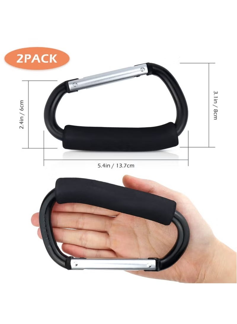 2 Pack Multi-Purpose Hanging Hooks - Heavy Duty Shopping Bag Holder with Soft Foam Grip, Stroller & Grocery Carrier Accessories (Black, Snap Hook Design)  - Image 3