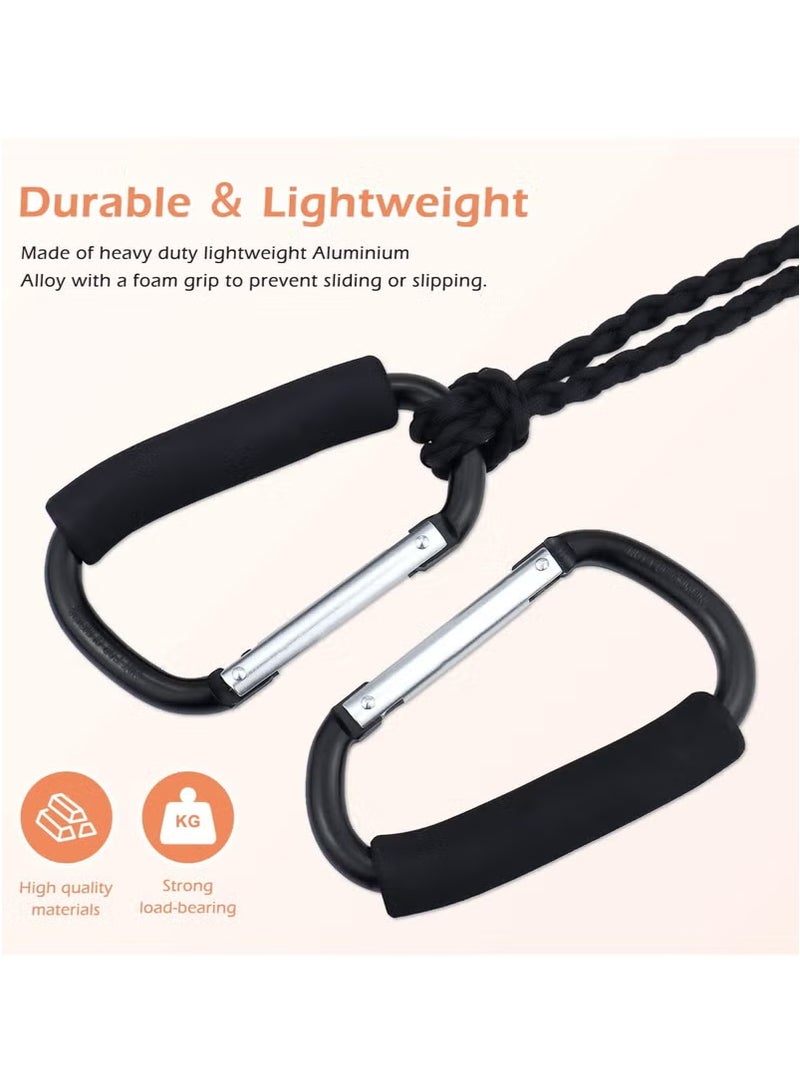 2 Pack Multi-Purpose Hanging Hooks - Heavy Duty Shopping Bag Holder with Soft Foam Grip, Stroller & Grocery Carrier Accessories (Black, Snap Hook Design)  - Image 4