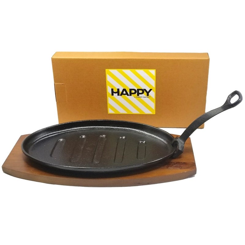 Happy Sales HSS-TBSP1, Cast Iron Steak Plate Set Large, 7W x 2H x 12L, Black - Image 1