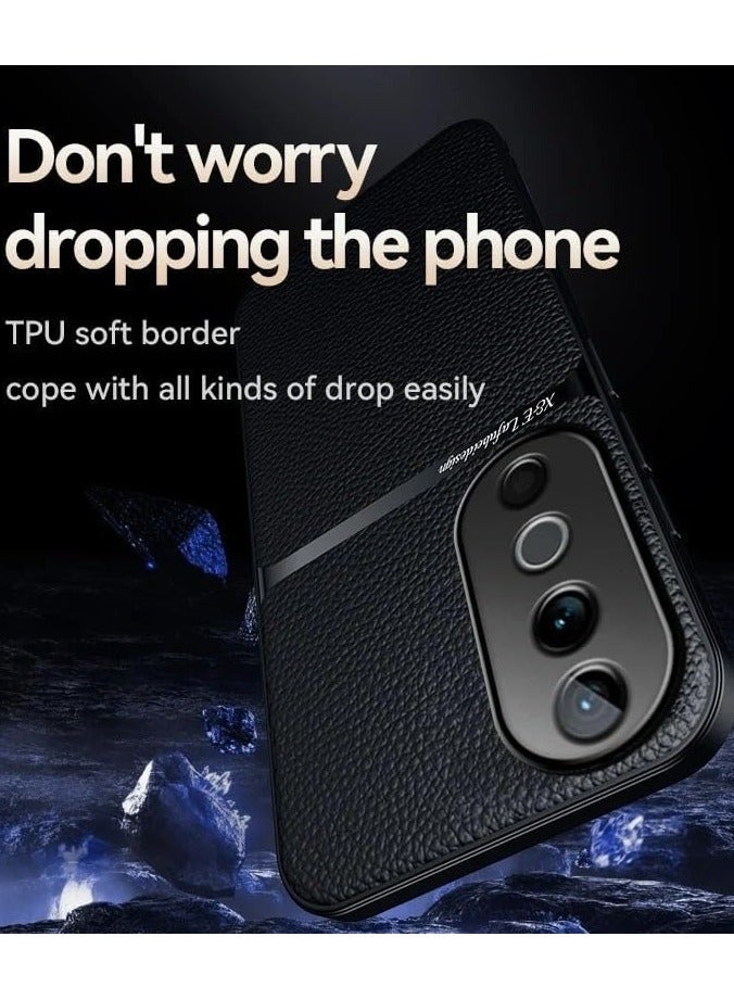 general Case Compatible with Vivo V40 Pro 5G, Premium Leather Case Shockproof TPU Bumper Protective Back Cover for Vivo V40 Pro Support Magnetic Car Holder - Image 4