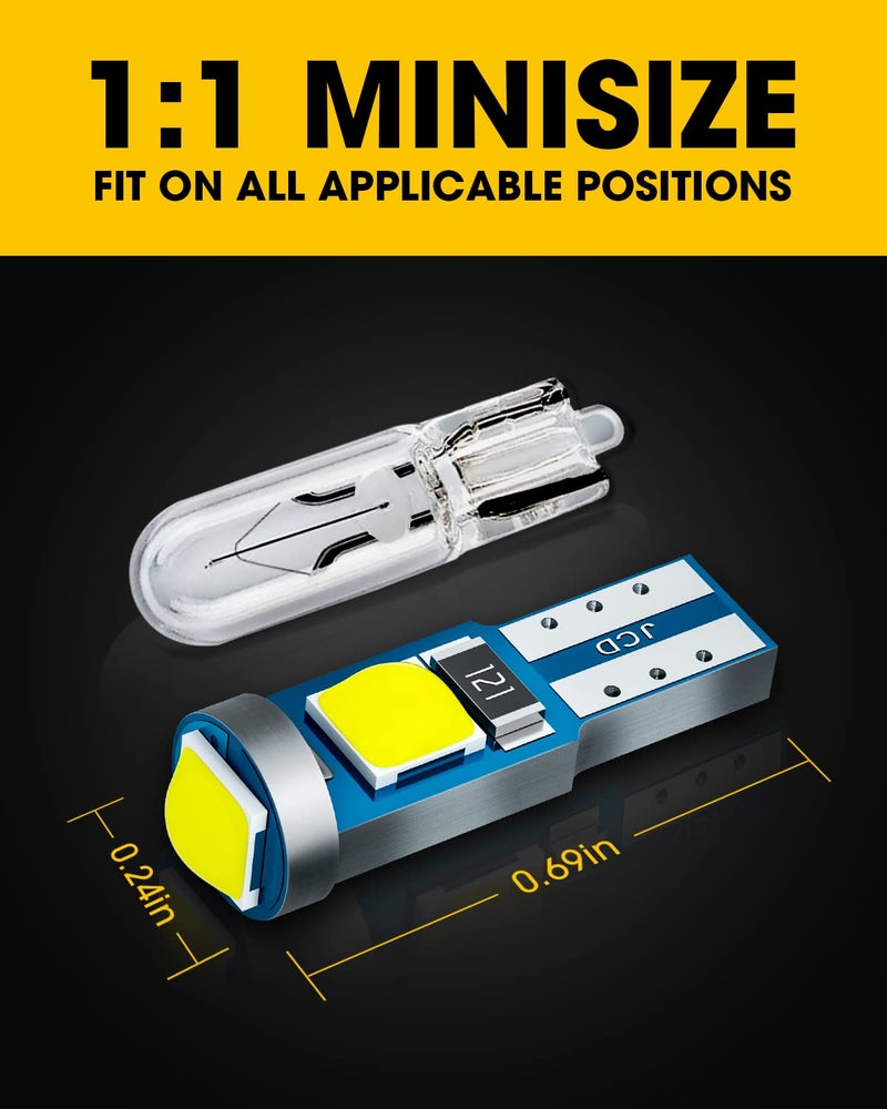 Antline T5 37 74 2721 PC74 PC37 LED Bulb White, Super Bright Canbus Error Free 12 Volt Replacements for Interior Dashboard Indicator Instrument Panel Gauge Cluster Dome Map Lamp Lights (Pack of 10) - Image 2
