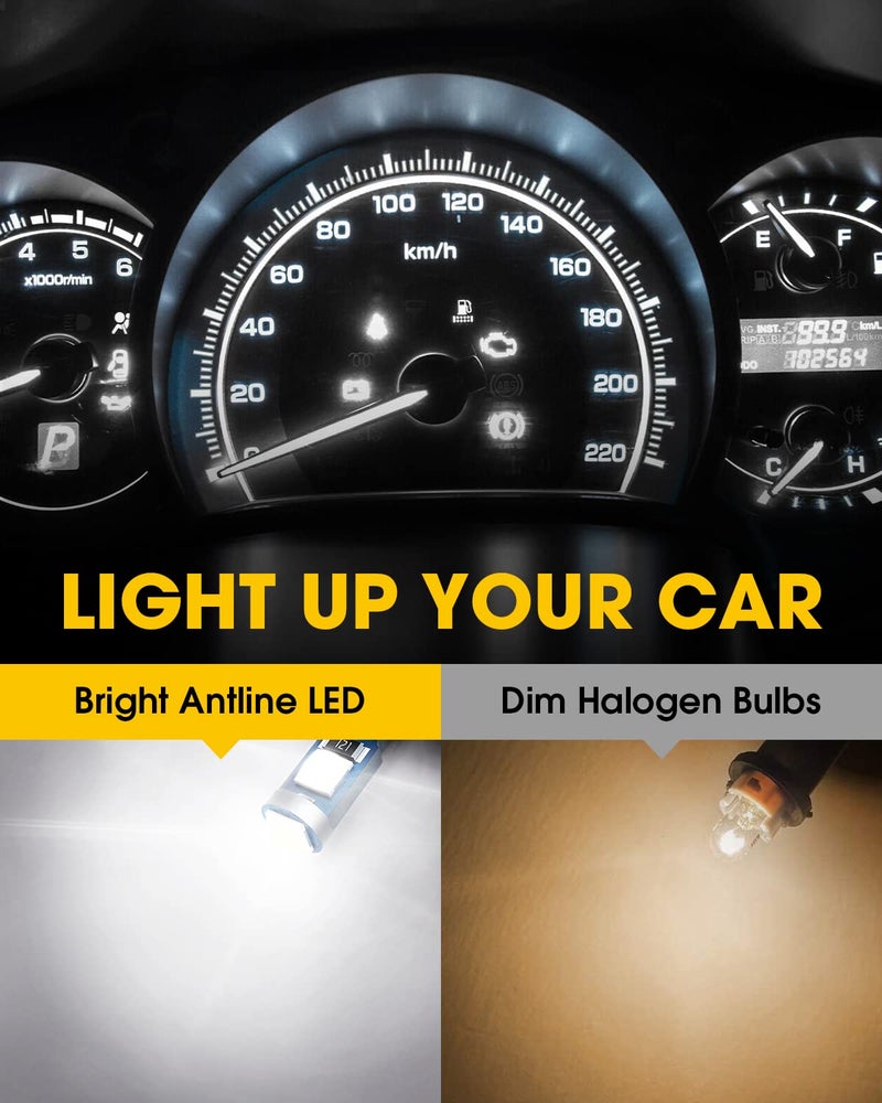 Antline T5 37 74 2721 PC74 PC37 LED Bulb White, Super Bright Canbus Error Free 12 Volt Replacements for Interior Dashboard Indicator Instrument Panel Gauge Cluster Dome Map Lamp Lights (Pack of 10) - Image 3