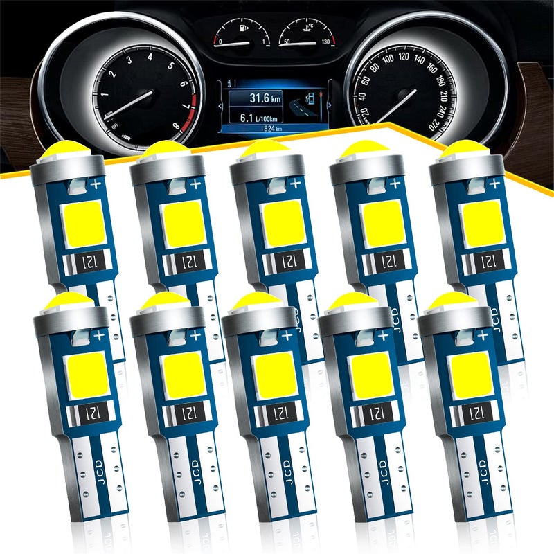 Antline T5 37 74 2721 PC74 PC37 LED Bulb White, Super Bright Canbus Error Free 12 Volt Replacements for Interior Dashboard Indicator Instrument Panel Gauge Cluster Dome Map Lamp Lights (Pack of 10) - Image 1