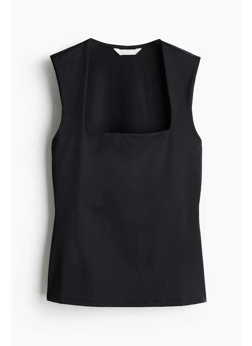 اتش اند ام Square-Neck Jersey Top