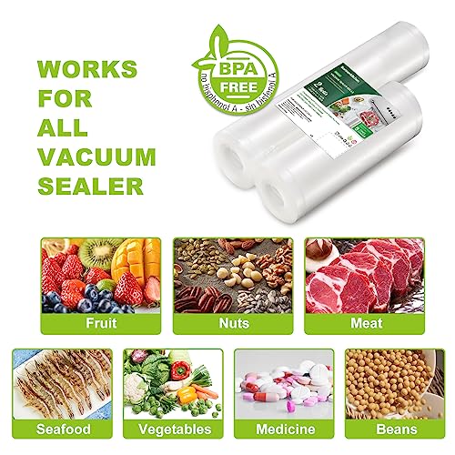 Bonsenkitchen Vacuum Food Sealer Rolls Bags, 8" x 50' & 11" x 50' Commercial Grade BPA Free Bag Rolls, Durable Customized Size Food Vac Bags for Storage and Sous Vide Cooking VB3212 - Image 4