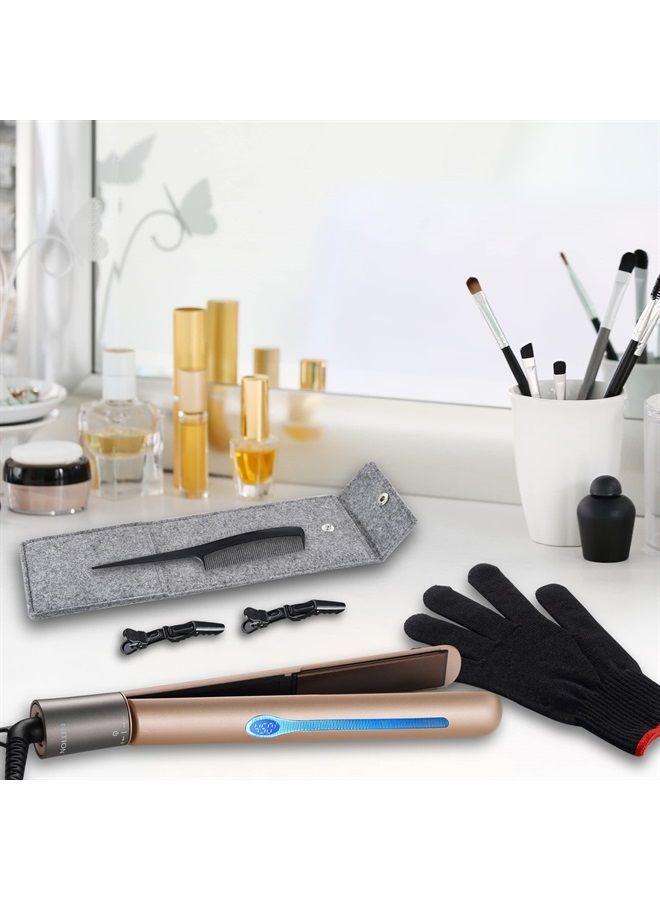 NITION Professional Salon Hair Straightener Argan Oil Ceramic Tourmaline Titanium Straightening Flat Iron for Healthy Styling,LCD 265°F-450°F,2-in-1 Curling Iron for All Hair Type,Gold,1 inch Plate - Image 3