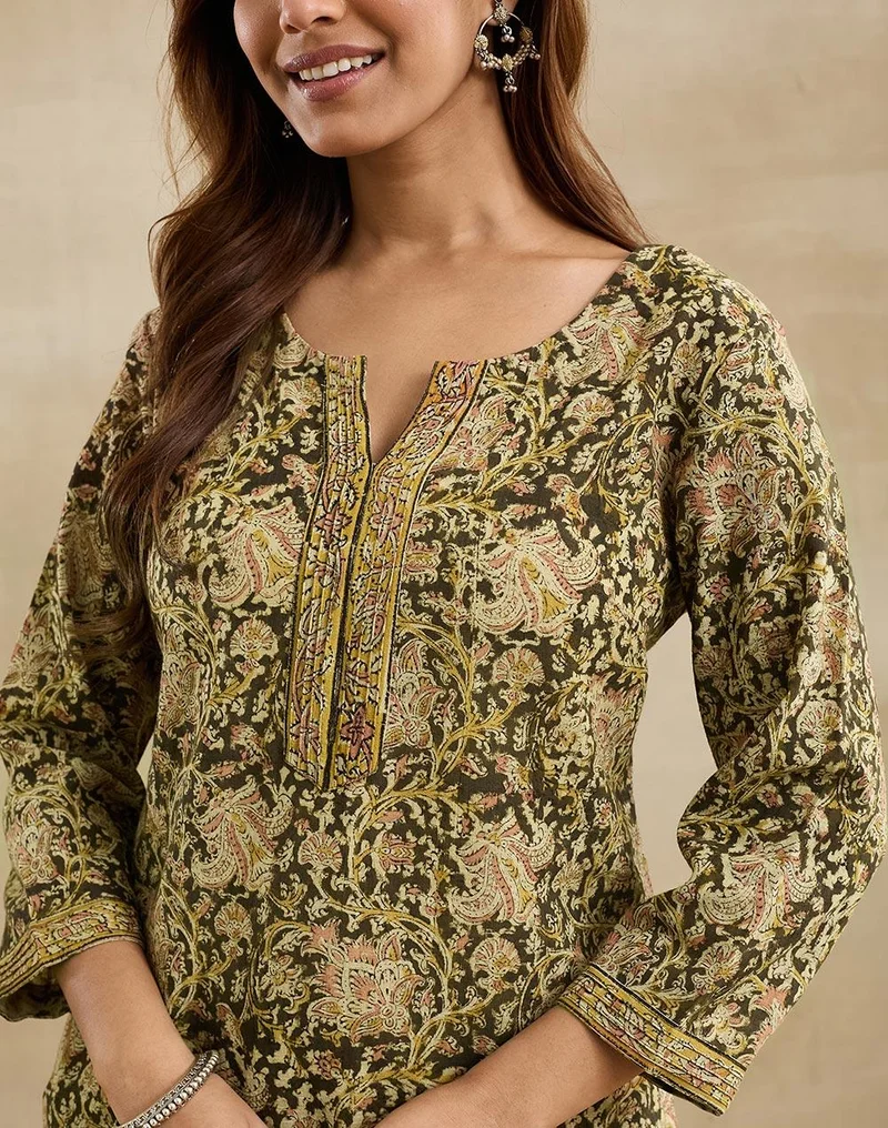 Fabindia  Green Cotton Long Kurta for Women | Best Price UAE