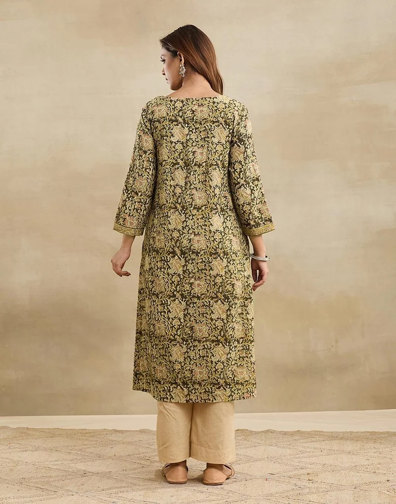 Fabindia  Green Cotton Long Kurta for Women | Best Price UAE