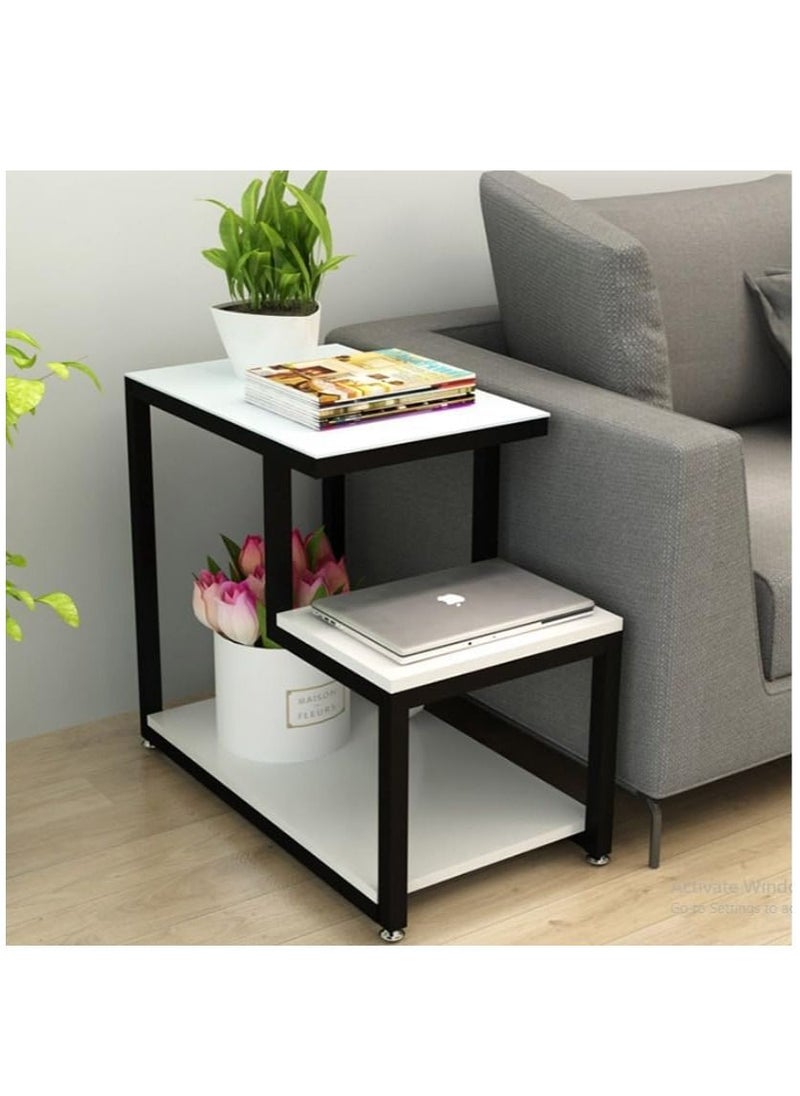 ALCOACH - Side Table L Shape Table 3 Layer Living Room Coffee Table for Small Living Room - Image 1