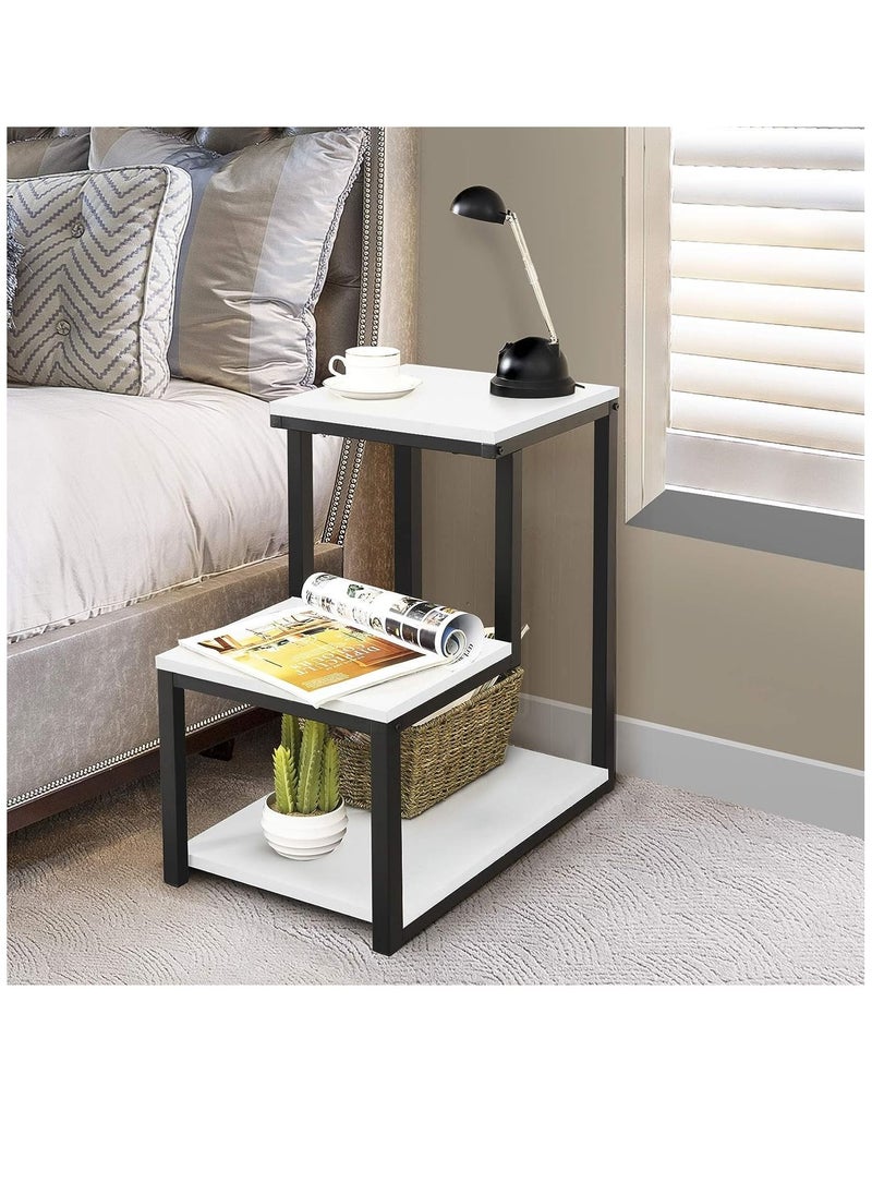ALCOACH - Side Table L Shape Table 3 Layer Living Room Coffee Table for Small Living Room - Image 1