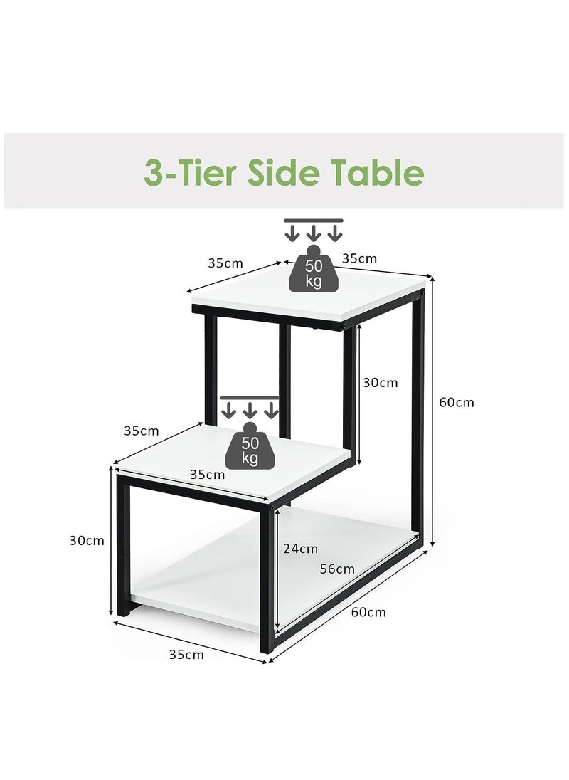 ALCOACH - Side Table L Shape Table 3 Layer Living Room Coffee Table for Small Living Room - Image 1