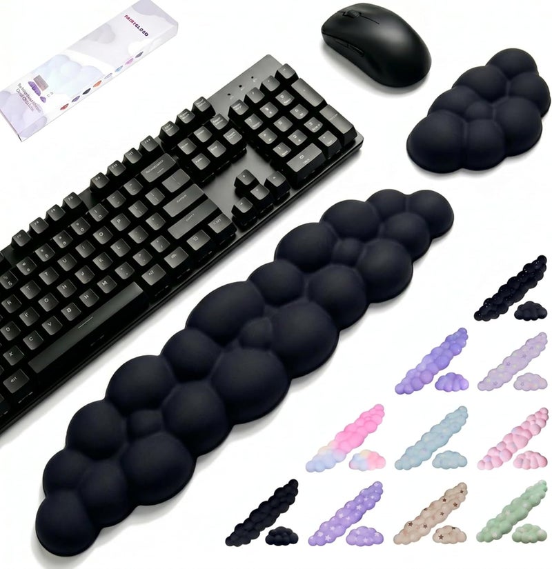 LJYZMD Silky Cloud Wrist Rest for Keyboard & Mouse – Memory Foam Ergonomic Support, Anti-Slip Base, 16.9" Arm Rest Fits Full-Sized Keyboards, Typing Pain Relief for Office, Gaming & Personalized Desktops - Image 1