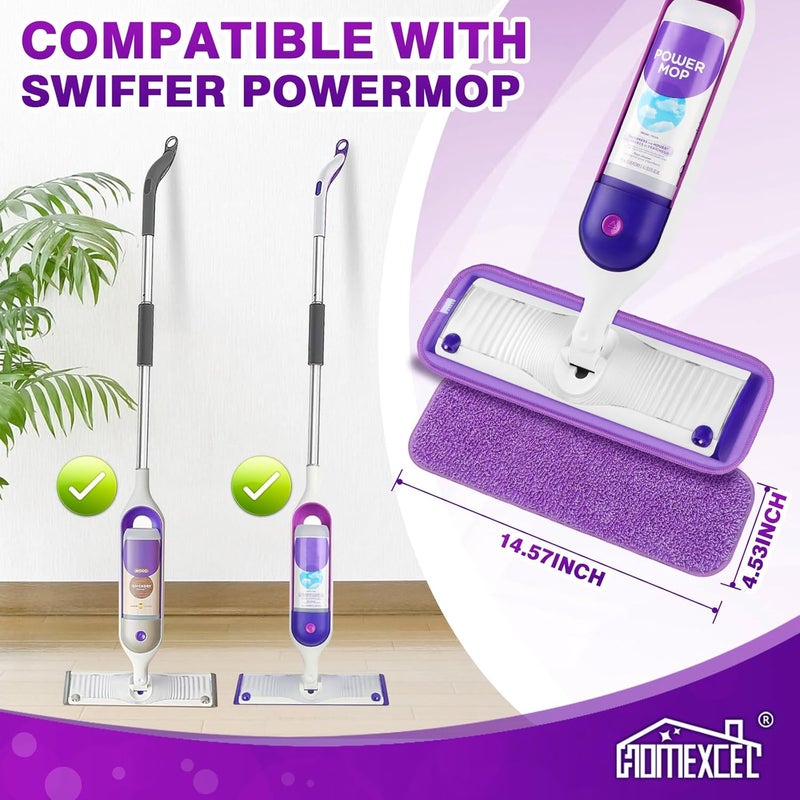 وسادات ممسحة من الألياف الدقيقة قابلة لإعادة الاستخدام لـ Swiffer PowerMop، عبوات بديلة لوسادات الممسحة الكهربائية لممسحة رش 13-15 بوصة، وسادات ممسحة كهربائية قابلة للغسل في الغسالة بديلة لتنظيف الأرضيات متعددة الأسطح، عبوة من 4 قطع - Image 1
