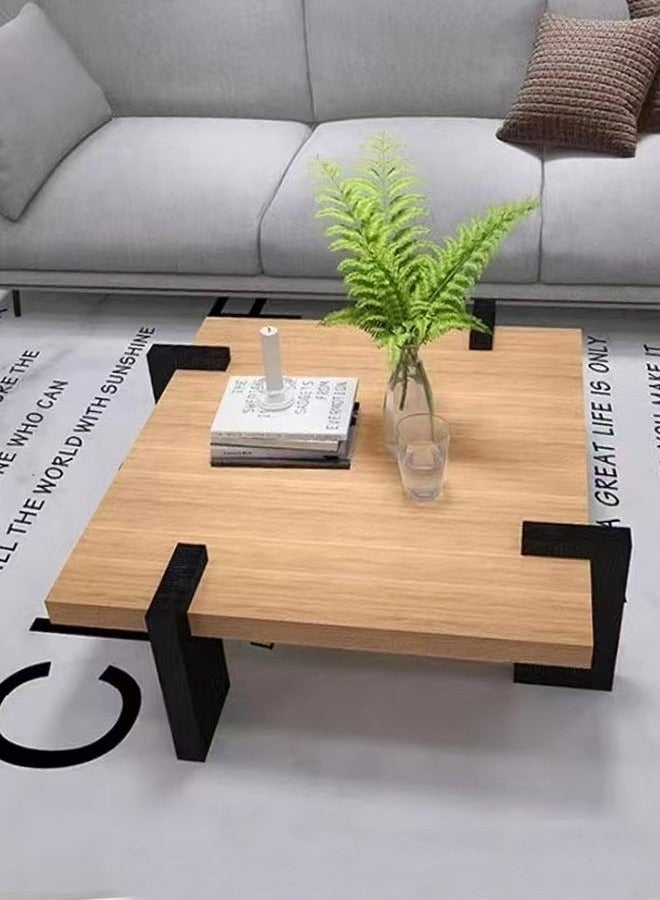 رافين طاولة قهوة متعددة الأغراض بتصميم كلاسيكي من الخشب الصلب، طاولة تقديم متينة ذات سطح مربع، طاولة مركزية لغرفة المعيشة وغرفة النوم وغرفة الانتظار والمكتب المنزلي، 100×100×37 سم - Image 4