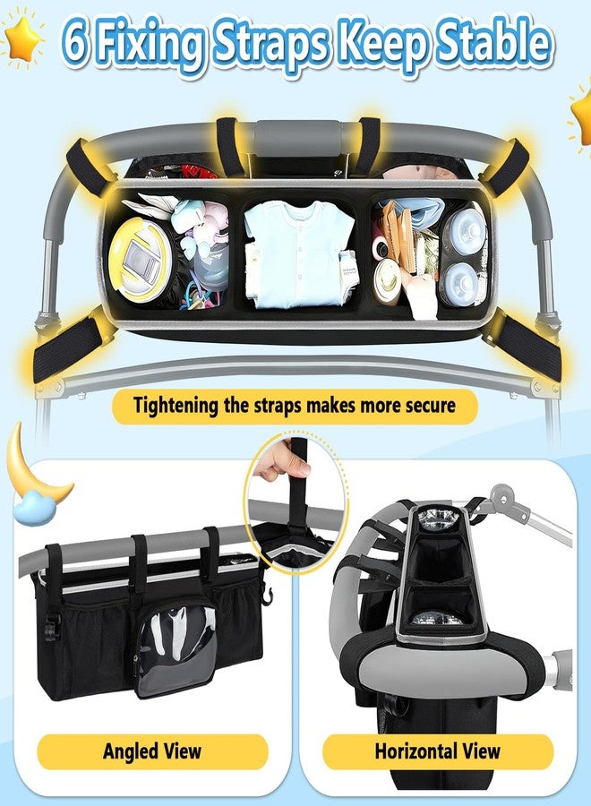 NIFUYOP Double Stroller Organizer for Bob Duallie Jogger City Mini GT2 and Jeep, Double Baby Stroller Caddy Accessories with 2 Cooler Pockets, Heavy Duty Parent Double Jogging Stroller Organizer (Empty Bag) - Image 3