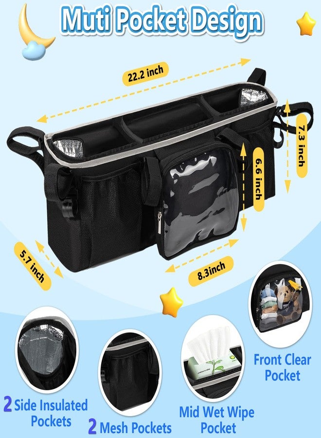 NIFUYOP Double Stroller Organizer for Bob Duallie Jogger City Mini GT2 and Jeep, Double Baby Stroller Caddy Accessories with 2 Cooler Pockets, Heavy Duty Parent Double Jogging Stroller Organizer (Empty Bag) - Image 4