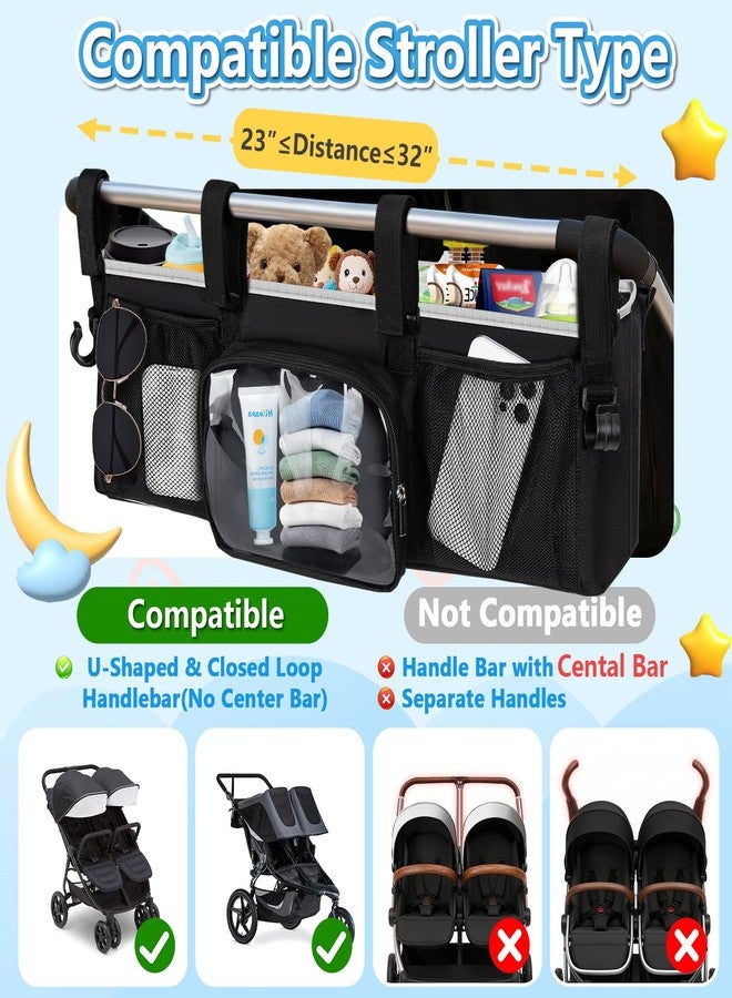 NIFUYOP Double Stroller Organizer for Bob Duallie Jogger City Mini GT2 and Jeep, Double Baby Stroller Caddy Accessories with 2 Cooler Pockets, Heavy Duty Parent Double Jogging Stroller Organizer (Empty Bag) - Image 2