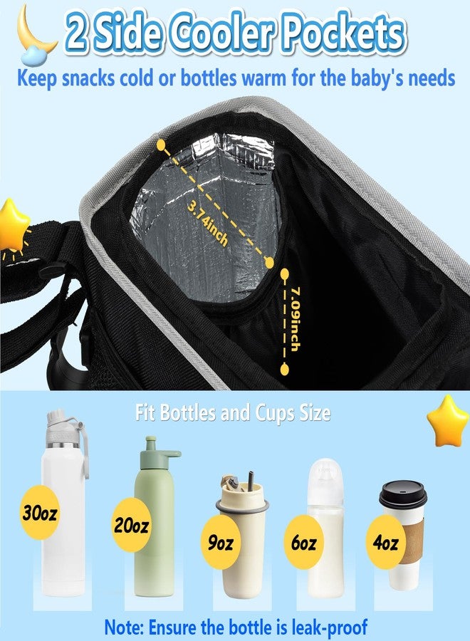 NIFUYOP Double Stroller Organizer for Bob Duallie Jogger City Mini GT2 and Jeep, Double Baby Stroller Caddy Accessories with 2 Cooler Pockets, Heavy Duty Parent Double Jogging Stroller Organizer (Empty Bag) - Image 5