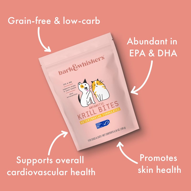Dr. Mercola Bark & Whiskers Antarctic Krill Bites, 6.34 Oz. (180 g), 60 Chews, EPA & DHA, Supports Brain & Joint Health, Veterinarian Formulated, Non-GMO, MSC Certified, Dr. Mercola - Image 5
