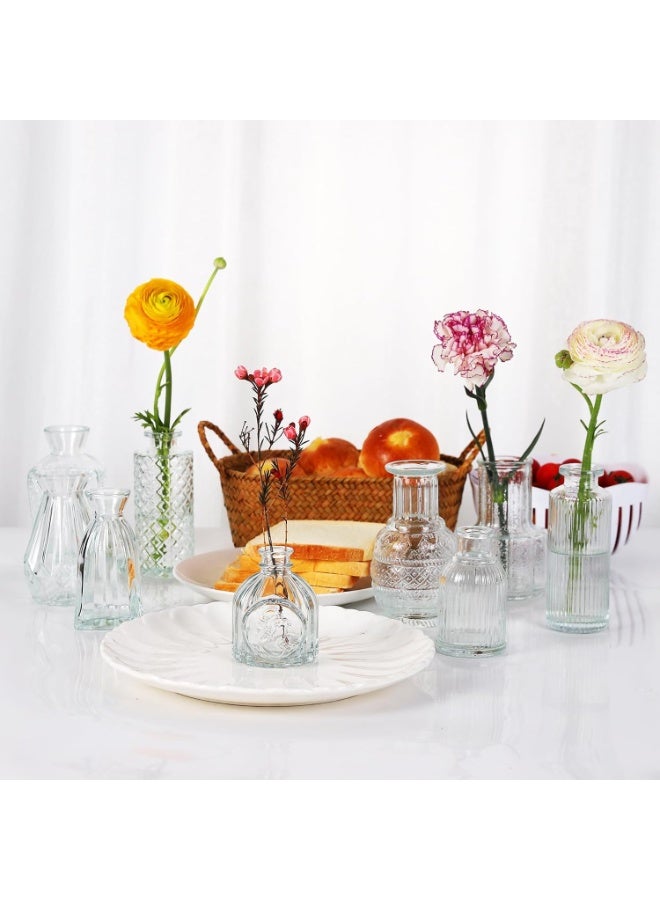 YQbest 12 Pcs Small Glass Bud Vase Set of，Mini Vintage Vases in Bulk, Clear Bud Vases for Centerpieces， Rustic Wedding Decorations，Home Table Flower Decor - Image 5