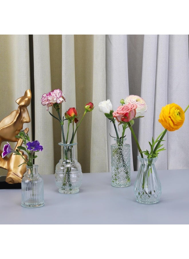 YQbest 12 Pcs Small Glass Bud Vase Set of，Mini Vintage Vases in Bulk, Clear Bud Vases for Centerpieces， Rustic Wedding Decorations，Home Table Flower Decor - Image 4