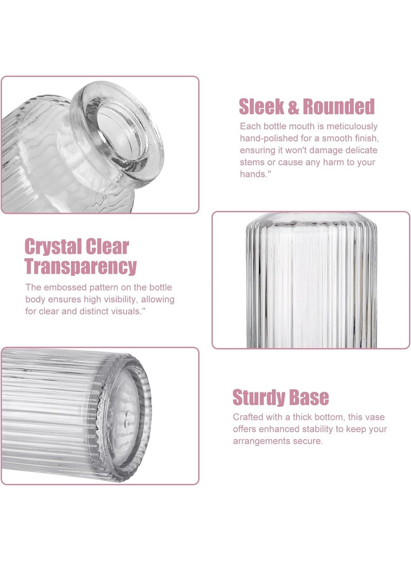 YQbest 12 Pcs Small Glass Bud Vase Set of，Mini Vintage Vases in Bulk, Clear Bud Vases for Centerpieces， Rustic Wedding Decorations，Home Table Flower Decor - Image 3