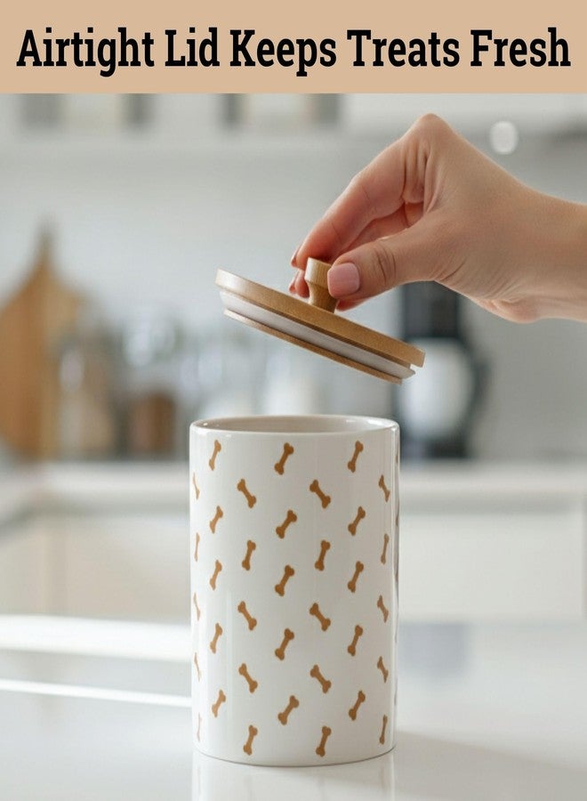 HB Design Co. Ceramic Dog Treat Container Airtight with Bamboo Lid, 5"W x 6.4"H, 4 Cups - Image 4