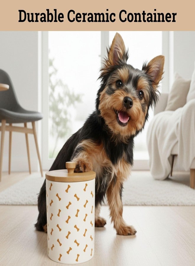HB Design Co. Ceramic Dog Treat Container Airtight with Bamboo Lid, 5"W x 6.4"H, 4 Cups - Image 5