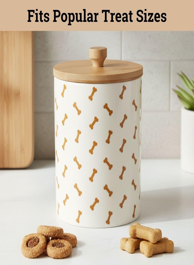 HB Design Co. Ceramic Dog Treat Container Airtight with Bamboo Lid, 5"W x 6.4"H, 4 Cups - Image 3